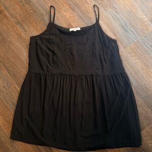 LOFT Plus Black Embroidered Spaghetti strap Dress